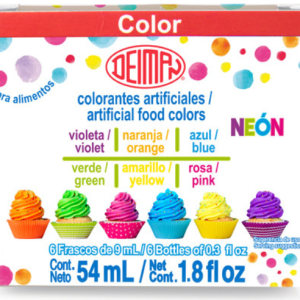 PZA CAJILLA MULTICOLOR NEON P/FONDANT 370L C/6 PIEZAS/54ML DEIMAN